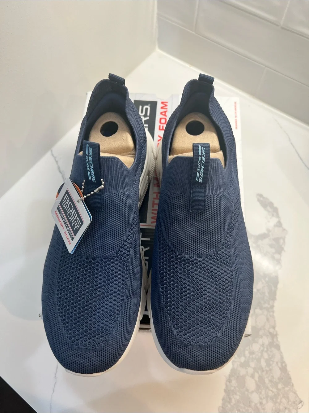 Skechers BOBS Sport B Flex Frigid Edge Navy Men's Size 8 Wide Fit 118107W NIB
